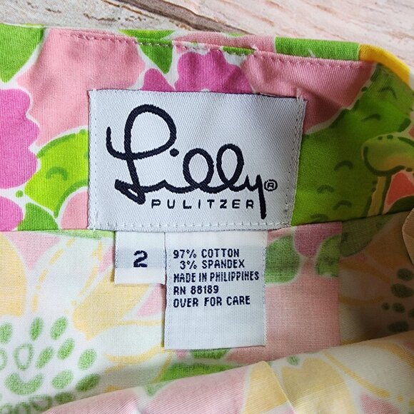 Lilly Pulitzer Womens Size 2 Lenore Skort Pink Green Alligator Sunflower - Picture 3 of 7